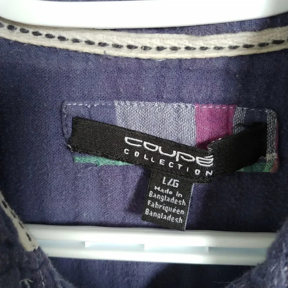 Coupé Pink/Blue/Green Plaid Flannel Shirt, L - Picture 6 of 7